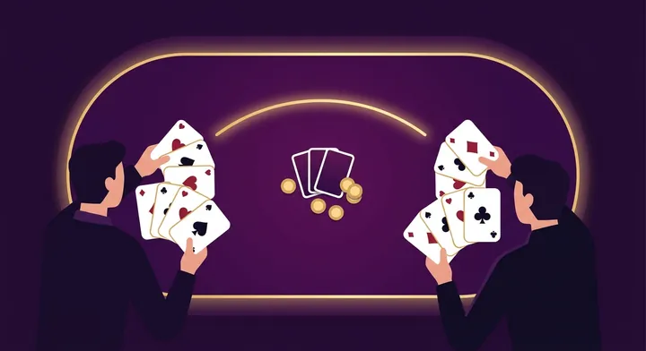 Two partners seated across a spades table, working together on a shared bid in Blind Spades