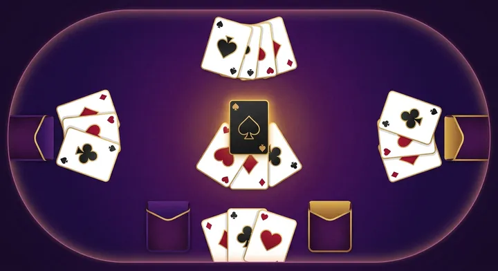A spade being played as trump to win a trick over cards of another suit in Blind Spades