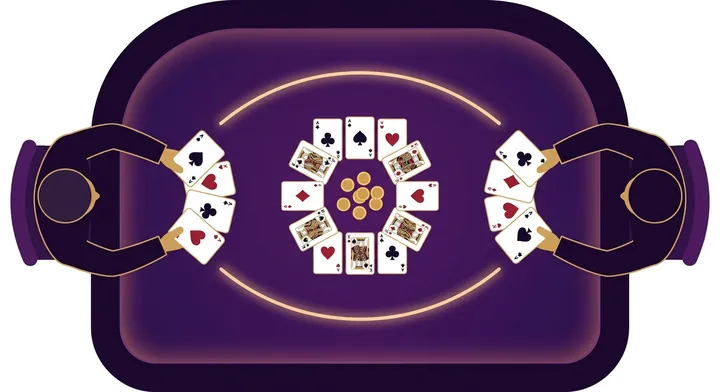 Two partners seated across a spades table, working together on a shared bid in 10 for 200