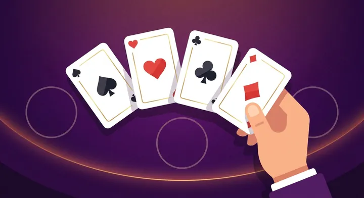 A full deck of cards being dealt out to the four seats around a spades table in Solo Spades