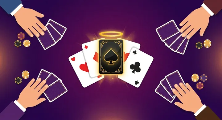 A spade being played as trump to win a trick over cards of another suit in Solo Spades