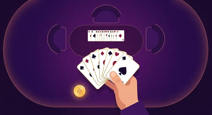 A player announcing a spades bid while holding a fanned hand of thirteen cards in 3-Player Spades