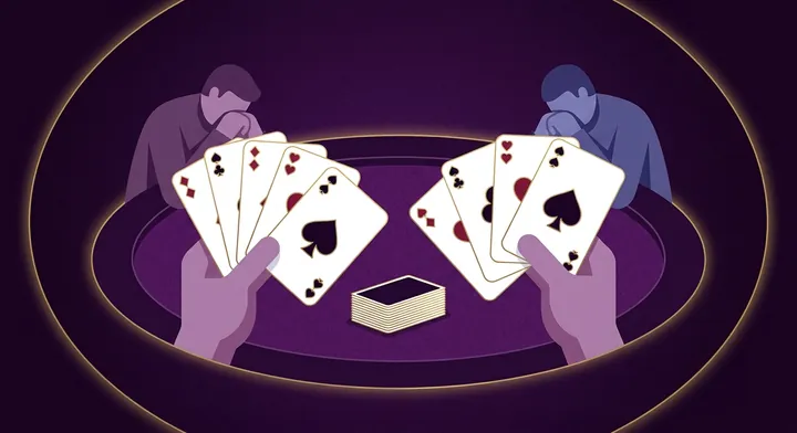 Four players in a cutthroat spades game, each playing for themselves in 2-Player Spades