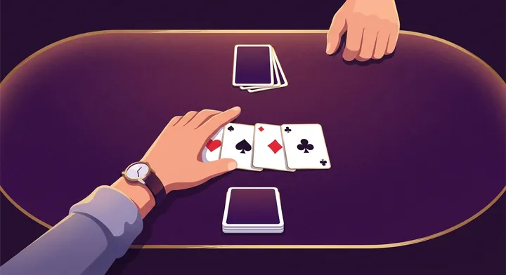 A completed trick of four cards being swept up by the winner in 2-Player Spades